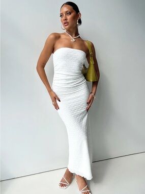 Princess Polly Ruskin Strapless Maxi Dress White - US 6 / White